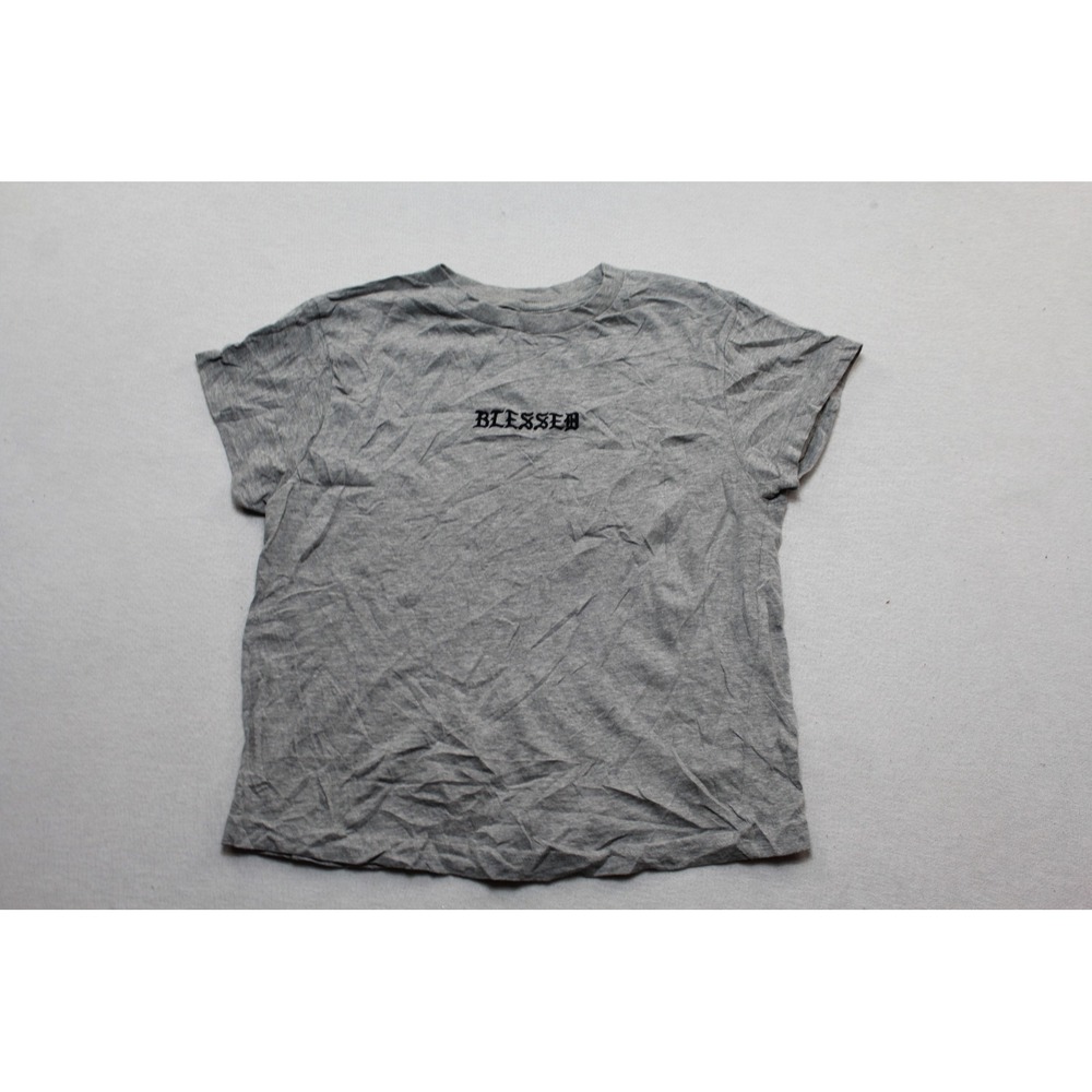 Persaya T-Shirt Women Large Gray Excellent Blessed Gothic Graphic Short Sleeve